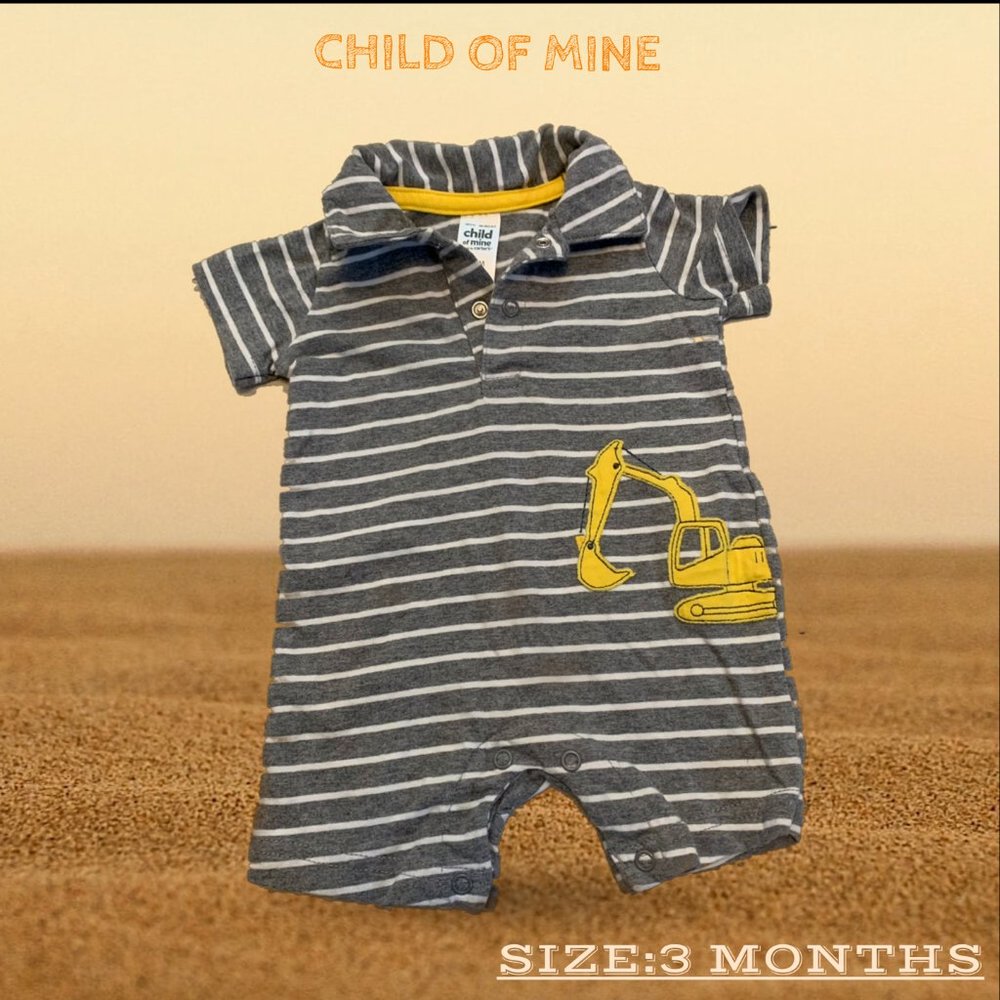 CHILD OF MINE SIZE 3 MONTHS STRIPPED BLACK BABY BODY SUIT